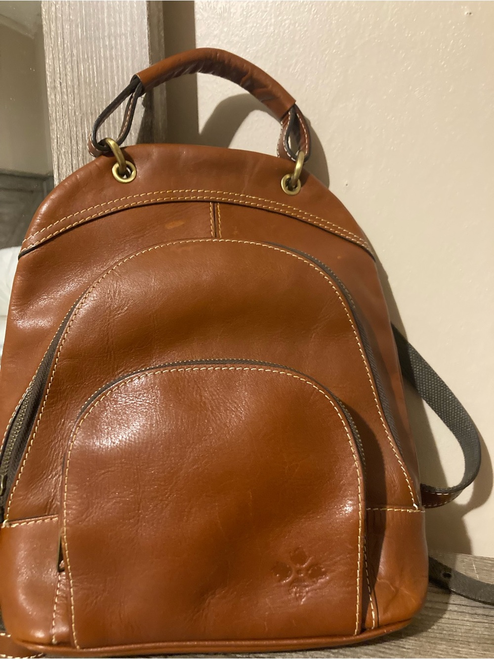 Patricia Nash Brown Leather Backpack with Tan Interior